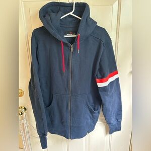 American Giant Navy Zip-Up Hoodie with Samuel Adams Co-Lab. Rare.